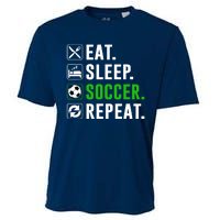 Eat Sleep Soccer Repeat Funny Soccer Player Cooling Performance Crew T-Shirt