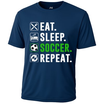 Eat Sleep Soccer Repeat Funny Soccer Player Cooling Performance Crew T-Shirt