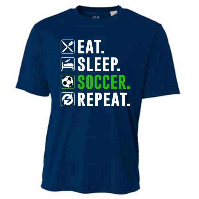 Eat Sleep Soccer Repeat Funny Soccer Player Cooling Performance Crew T-Shirt