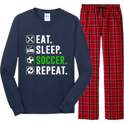 Eat Sleep Soccer Repeat Funny Soccer Player Long Sleeve Pajama Set