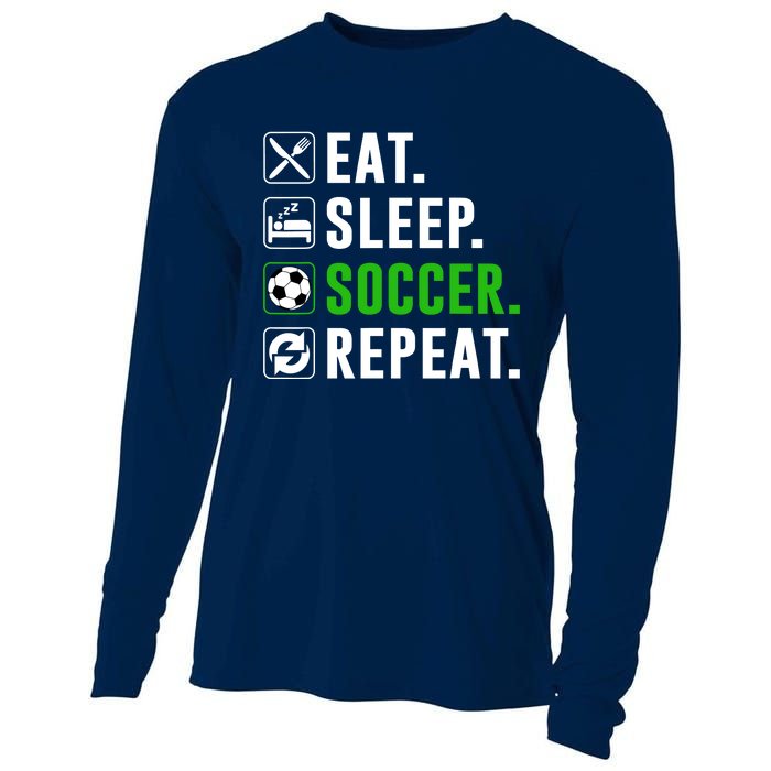 Eat Sleep Soccer Repeat Funny Soccer Player Cooling Performance Long Sleeve Crew