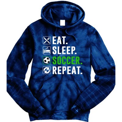 Eat Sleep Soccer Repeat Funny Soccer Player Tie Dye Hoodie