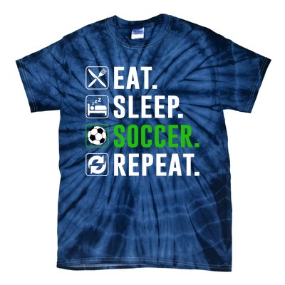 Eat Sleep Soccer Repeat Funny Soccer Player Tie-Dye T-Shirt