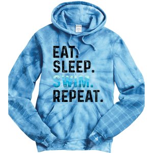 Eat Sleep Swim Repeat Funny Swimmer Swimming Player Graphic Gift Tie Dye Hoodie