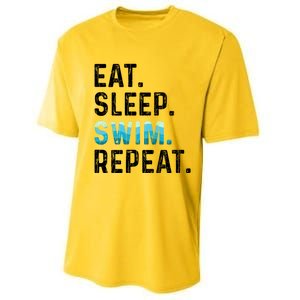 Eat Sleep Swim Repeat Funny Swimmer Swimming Player Graphic Gift Performance Sprint T-Shirt