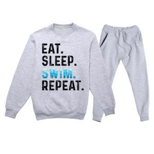 Eat Sleep Swim Repeat Funny Swimmer Swimming Player Graphic Gift Premium Crewneck Sweatsuit Set