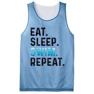 Eat Sleep Swim Repeat Funny Swimmer Swimming Player Graphic Gift Mesh Reversible Basketball Jersey Tank