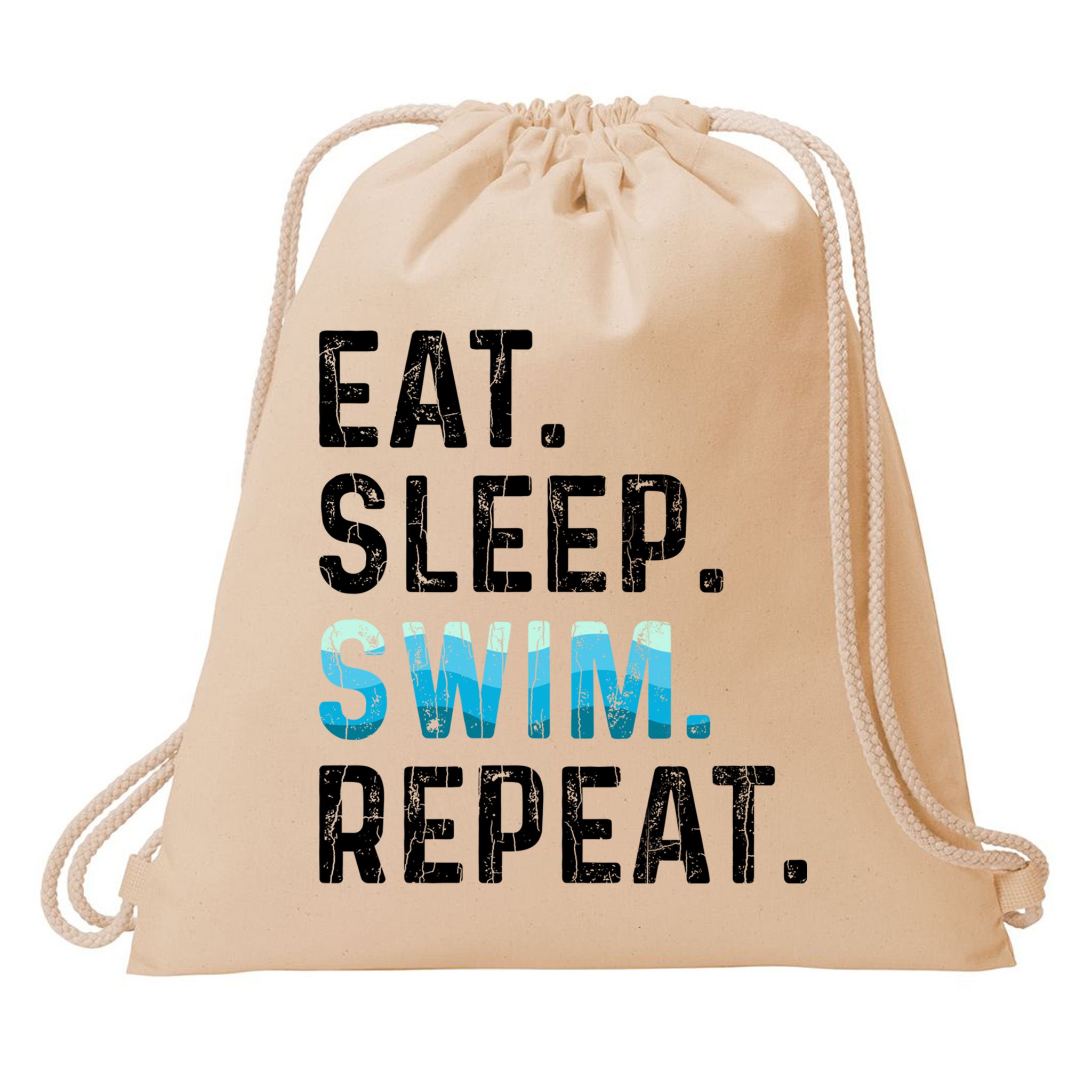Eat Sleep Swim Repeat Funny Swimmer Swimming Player Graphic Gift Drawstring Bag