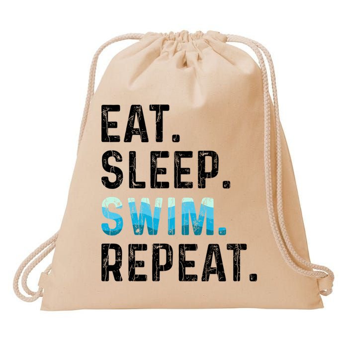 Eat Sleep Swim Repeat Funny Swimmer Swimming Player Graphic Gift Drawstring Bag