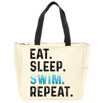 Eat Sleep Swim Repeat Funny Swimmer Swimming Player Graphic Gift Zip Tote Bag