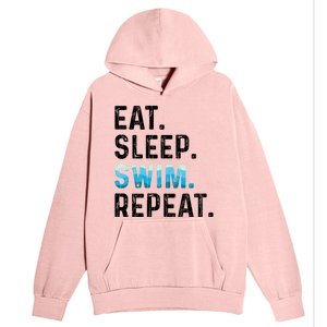 Eat Sleep Swim Repeat Funny Swimmer Swimming Player Graphic Gift Urban Pullover Hoodie