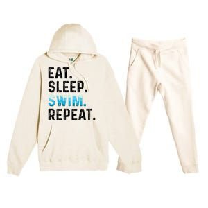 Eat Sleep Swim Repeat Funny Swimmer Swimming Player Graphic Gift Premium Hooded Sweatsuit Set