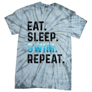 Eat Sleep Swim Repeat Funny Swimmer Swimming Player Graphic Gift Tie-Dye T-Shirt