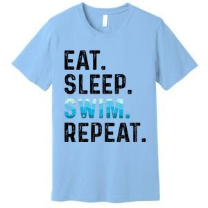 Eat Sleep Swim Repeat Funny Swimmer Swimming Player Graphic Gift Premium T-Shirt