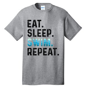 Eat Sleep Swim Repeat Funny Swimmer Swimming Player Graphic Gift Tall T-Shirt