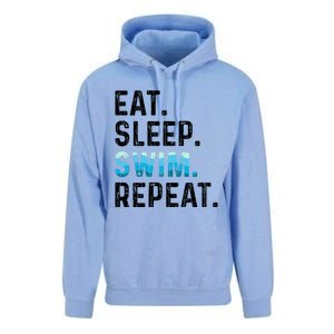 Eat Sleep Swim Repeat Funny Swimmer Swimming Player Graphic Gift Unisex Surf Hoodie