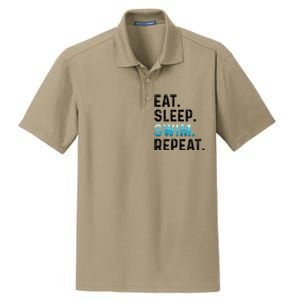 Eat Sleep Swim Repeat Funny Swimmer Swimming Player Graphic Gift Dry Zone Grid Polo