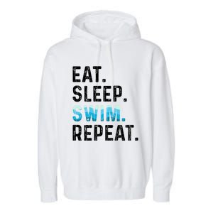 Eat Sleep Swim Repeat Funny Swimmer Swimming Player Graphic Gift Garment-Dyed Fleece Hoodie