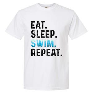 Eat Sleep Swim Repeat Funny Swimmer Swimming Player Graphic Gift Garment-Dyed Heavyweight T-Shirt