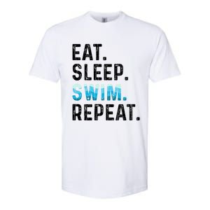 Eat Sleep Swim Repeat Funny Swimmer Swimming Player Graphic Gift Softstyle CVC T-Shirt