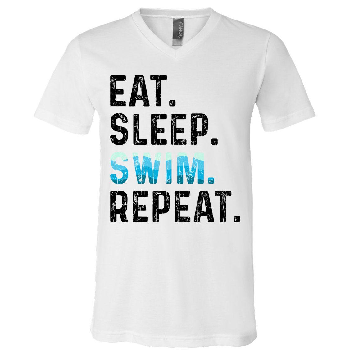 Eat Sleep Swim Repeat Funny Swimmer Swimming Player Graphic Gift V-Neck T-Shirt