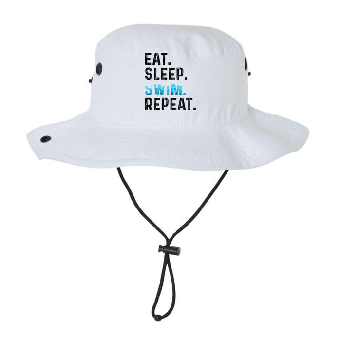 Eat Sleep Swim Repeat Funny Swimmer Swimming Player Graphic Gift Bucket Hat