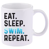 Eat Sleep Swim Repeat Funny Swimmer Swimming Player Graphic Gift 11oz C Handle Ceramic Mug