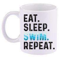Eat Sleep Swim Repeat Funny Swimmer Swimming Player Graphic Gift 11oz C Handle Ceramic Mug
