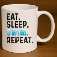 Eat Sleep Swim Repeat Funny Swimmer Swimming Player Graphic Gift 11oz C Handle Ceramic Mug