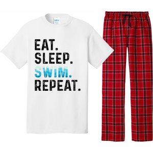 Eat Sleep Swim Repeat Funny Swimmer Swimming Player Graphic Gift Pajama Set