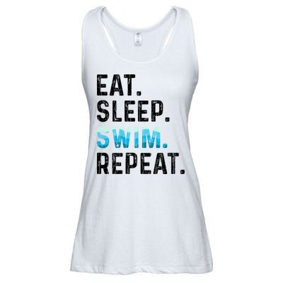 Eat Sleep Swim Repeat Funny Swimmer Swimming Player Graphic Gift Ladies Essential Flowy Tank
