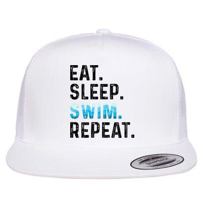 Eat Sleep Swim Repeat Funny Swimmer Swimming Player Graphic Gift Flat Bill Trucker Hat