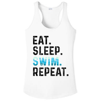 Eat Sleep Swim Repeat Funny Swimmer Swimming Player Graphic Gift Ladies PosiCharge Competitor Racerback Tank