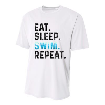 Eat Sleep Swim Repeat Funny Swimmer Swimming Player Graphic Gift Youth Performance Sprint T-Shirt