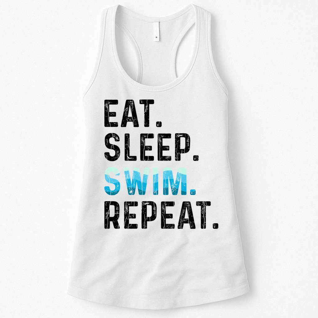 Eat Sleep Swim Repeat Funny Swimmer Swimming Player Graphic Gift Womens Tank Top