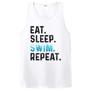 Eat Sleep Swim Repeat Funny Swimmer Swimming Player Graphic Gift PosiCharge Competitor Tank