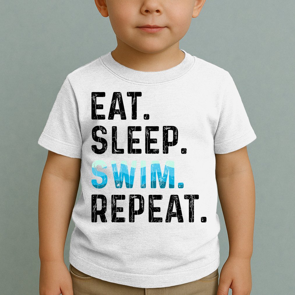 Eat Sleep Swim Repeat Funny Swimmer Swimming Player Graphic Gift Toddler T-Shirt