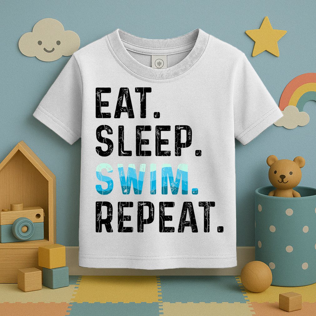 Eat Sleep Swim Repeat Funny Swimmer Swimming Player Graphic Gift Toddler T-Shirt