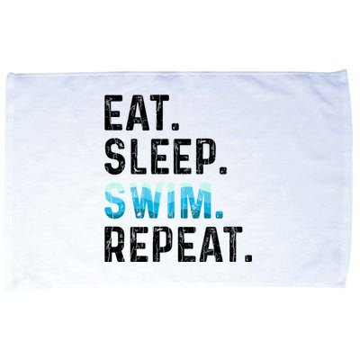 Eat Sleep Swim Repeat Funny Swimmer Swimming Player Graphic Gift Microfiber Hand Towel