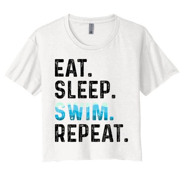 Eat Sleep Swim Repeat Funny Swimmer Swimming Player Graphic Gift Crop Top