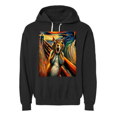 Expressionist Scream Squirrel Lovers Artistic Squirrel Garment-Dyed Fleece Hoodie