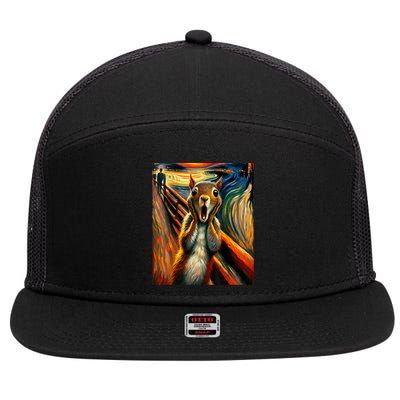 Expressionist Scream Squirrel Lovers Artistic Squirrel 7 Panel Mesh Trucker Snapback Hat