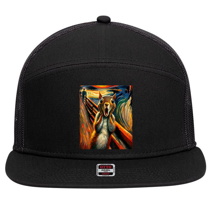 Expressionist Scream Squirrel Lovers Artistic Squirrel 7 Panel Mesh Trucker Snapback Hat
