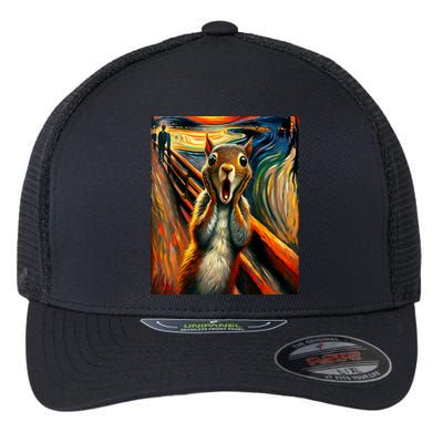 Expressionist Scream Squirrel Lovers Artistic Squirrel Flexfit Unipanel Trucker Cap