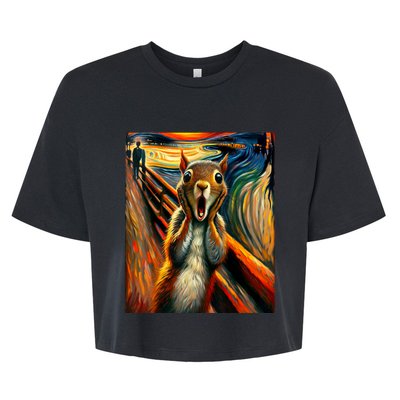 Expressionist Scream Squirrel Lovers Artistic Squirrel Bella+Canvas Jersey Crop Tee