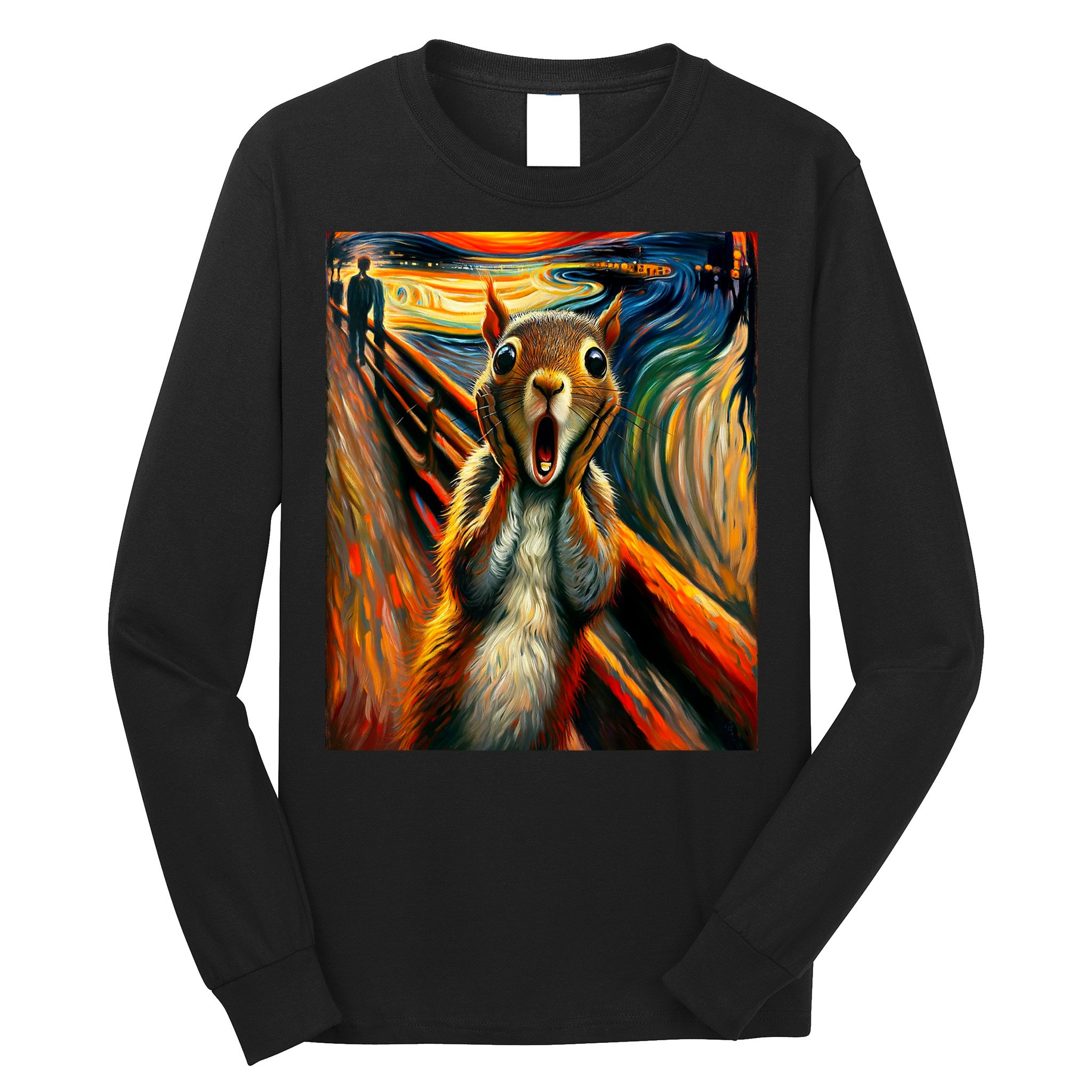 Expressionist Scream Squirrel Lovers Artistic Squirrel Long Sleeve Shirt