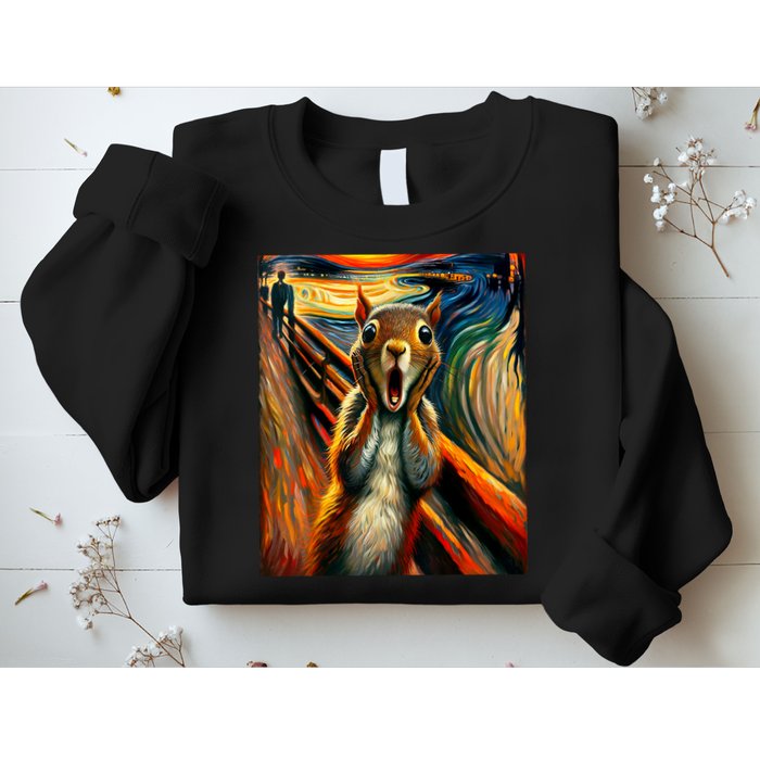 Expressionist Scream Squirrel Lovers Artistic Squirrel Sweatshirt