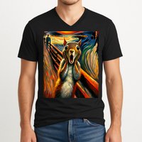 Expressionist Scream Squirrel Lovers Artistic Squirrel V-Neck T-Shirt
