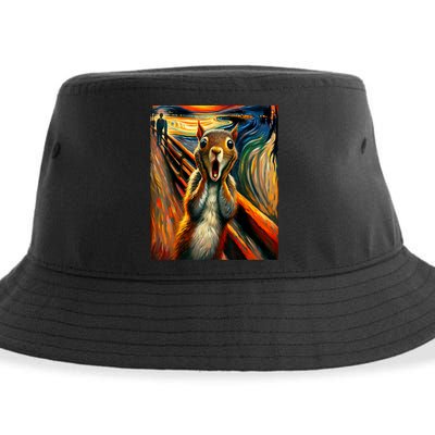Expressionist Scream Squirrel Lovers Artistic Squirrel Sustainable Bucket Hat