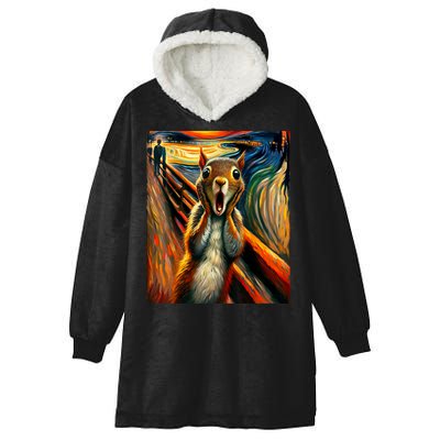 Expressionist Scream Squirrel Lovers Artistic Squirrel Hooded Wearable Blanket